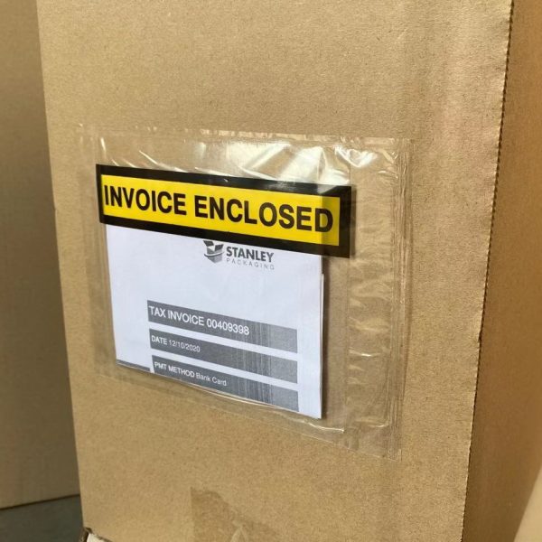 1000pcs 115mm x 150mm Invoice Enclosed Sticker Pouch DoculopesPrintedWhite