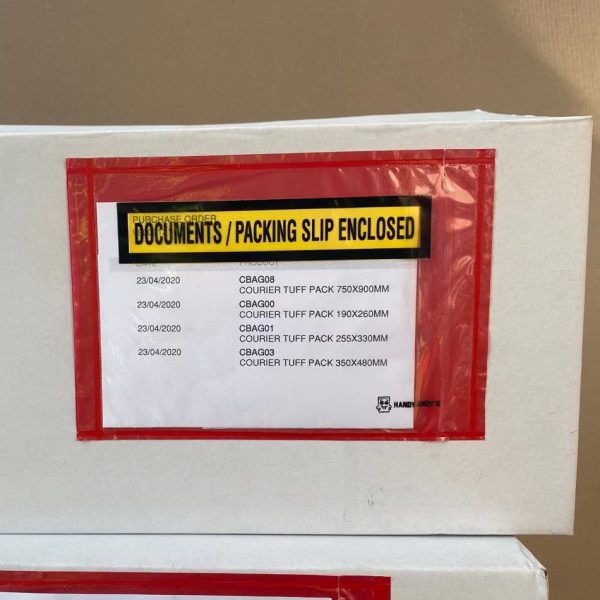 1000pcs 115mm x 165mm Documents Enclosed Sticker Pouch Doculopes PrintedRed