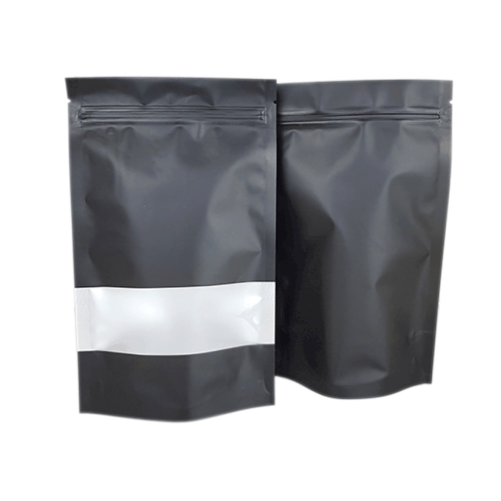 100pcs Black Stand Up Pouches with Window 100G 120x200mm