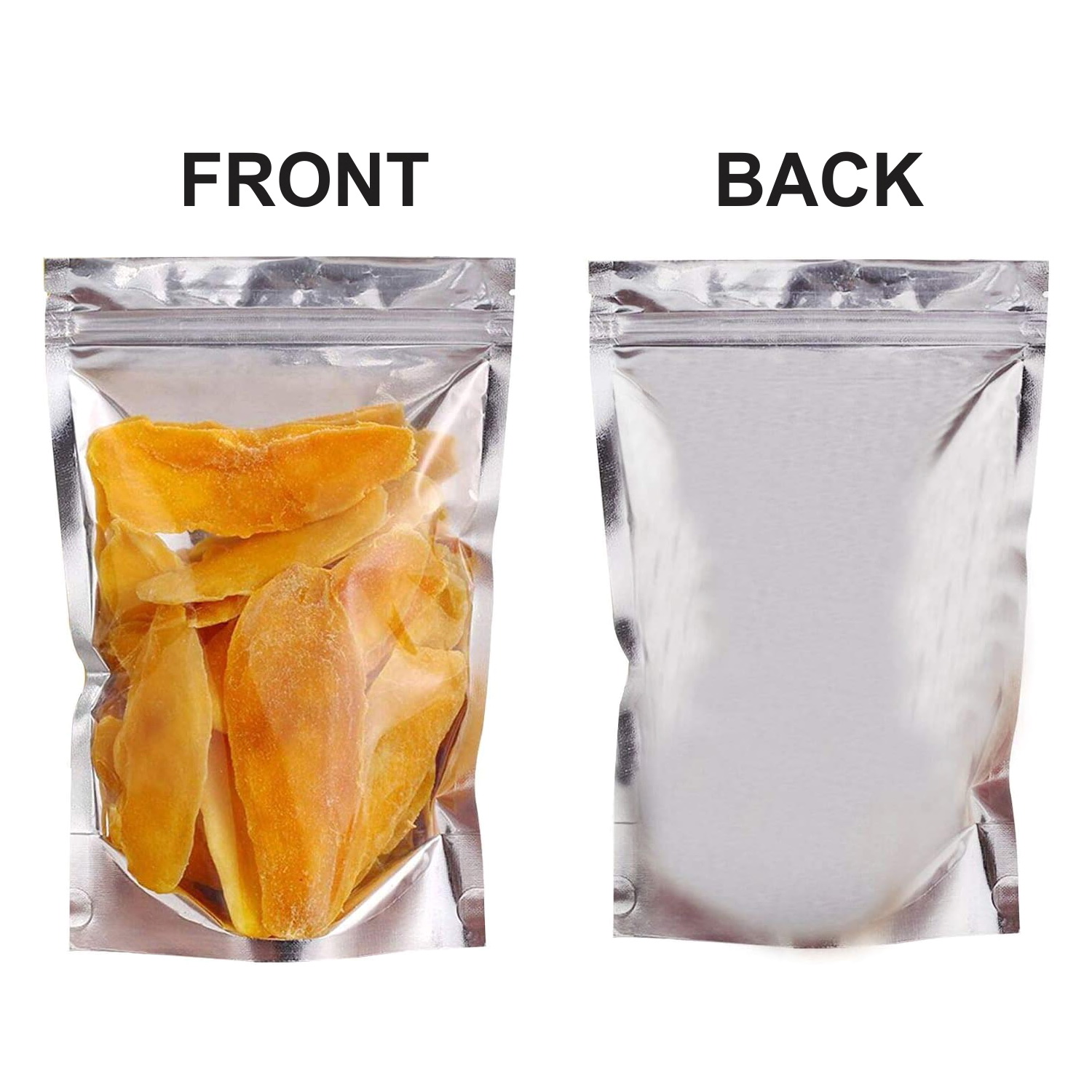 100pcs Stand Up Pouches 150G Clear Front with FoilBack