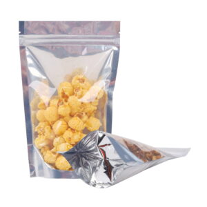 100pcs Stand Up Pouches 70G Clear Front with Foil Back