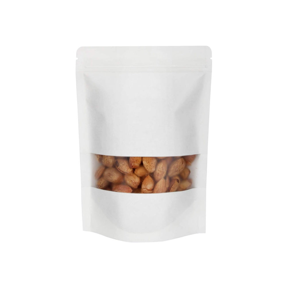 100pcs White Stand Up Pouches with Window 150G 130x210mm