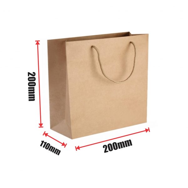 250pcs Kraft Paper Shopping Carry Bag200×200+110mm