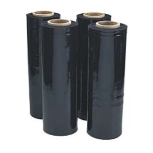 4 Rolls 500mm x 400m 25UM Black Hand Stretch Film Cast Pallet Wrap