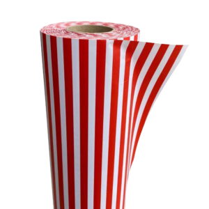 Rainbow Club Roll 500mm X 60m Red White Stripe 80GSM