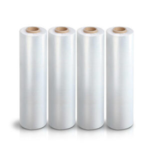 4 Rolls 500mm x450m 20UM Clear Hand Stretch Film Cast Pallet Wrap