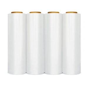 4 Rolls 500mm x 400m 25UM Clear Hand Stretch Film Cast Pallet Wrap
